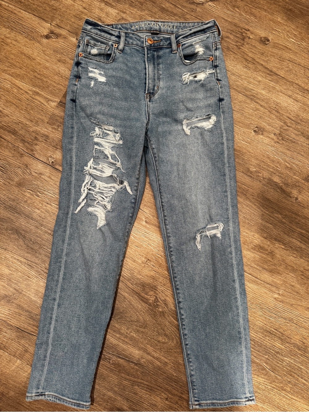 American Eagle Outfitters Light Blue Distressed Skinny Jeans